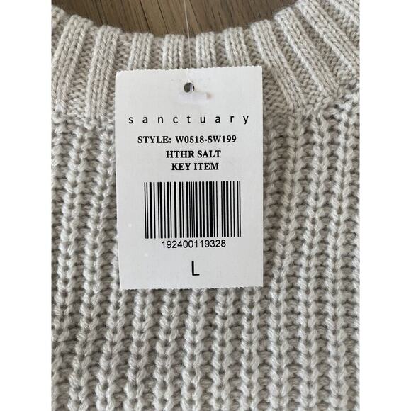 Sanctuary Womens Gray Loose Knit Open Back Crew Neck Sweater NWT Size Large - Picture 11 of 11